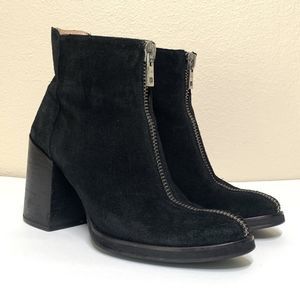 LoQ Andorra L0 Booties 37 US 6.5 Black Suede Ankle Boots Block Heel Zipper